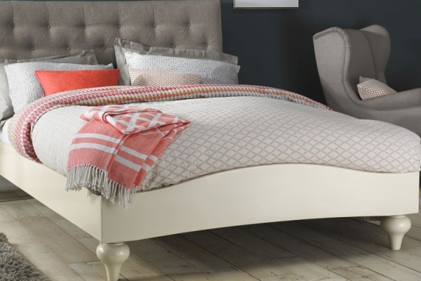 Bentley Designs Montreux Pale Oak and Antique White Diamond Stitch Upholstered Bed