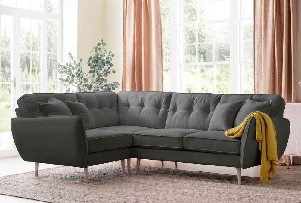 Kendal Charcoal Fabric 2 Corner 2 Sofa